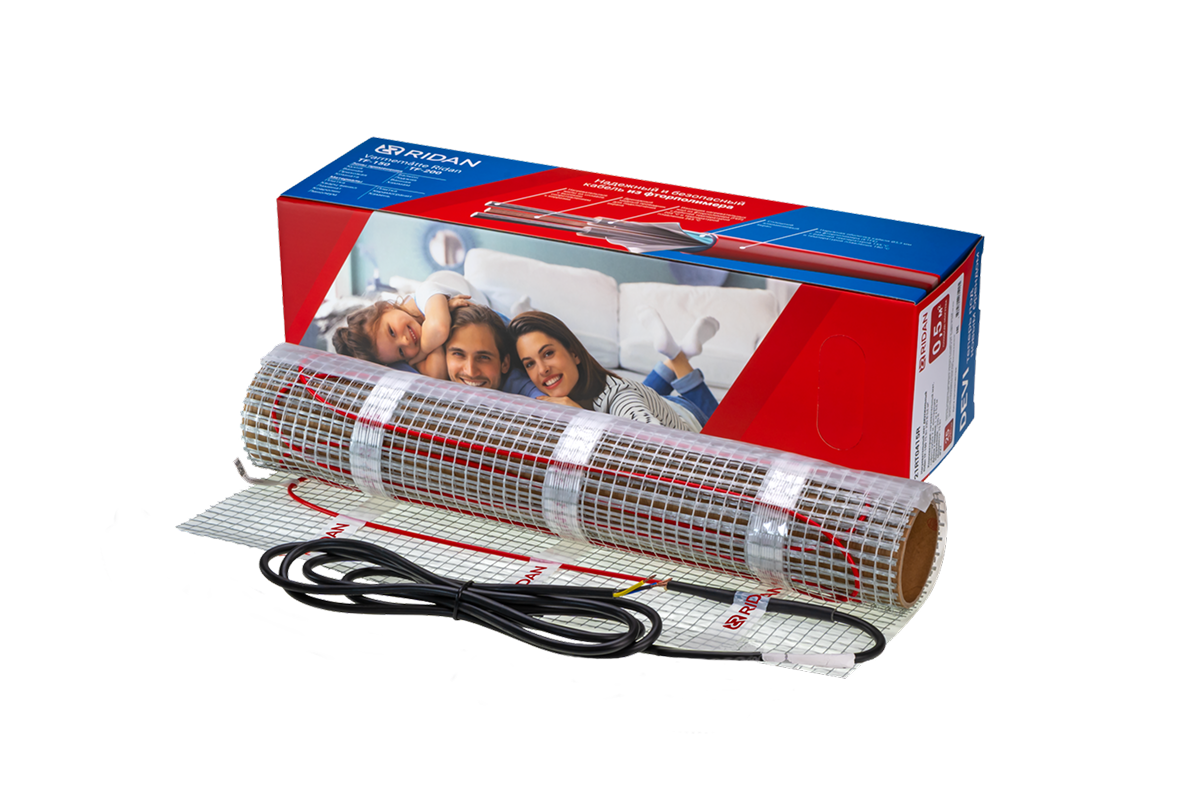 Ridan 21RT1048R — Розничный комплект для теплого пола: нагревательный мат Ridan TF-150 2 м² с терморегулятором Ridan Clever (черный)