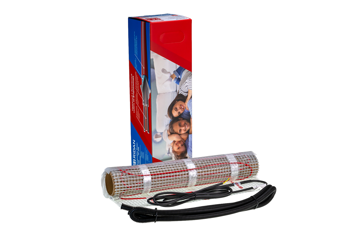 Ridan 21RT1112R — Розничный комплект для теплого пола: нагревательный мат Ridan TF-200 7 м² с терморегулятором Ridan Clever (черный)